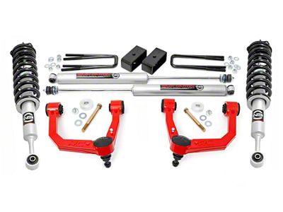 Rough Country 3.50-Inch Bolt-On Suspension Lift Kit with Lifted N3 Struts and Premium N3 Shocks; Red (05-23 6-Lug Tacoma)