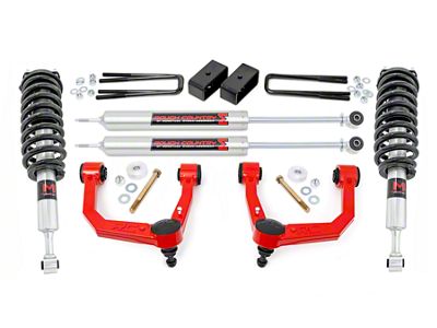 Rough Country 3.50-Inch Bolt-On Suspension Lift Kit with M1 Monotube Struts and Shocks; Red (05-23 4WD Tacoma)