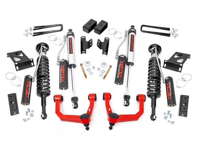 Rough Country 3.50-Inch Bolt-On Suspension Lift Kit with Vertex Adjustable Coil-Overs and Vertex Reservoir Shocks; Red (05-23 6-Lug Tacoma)