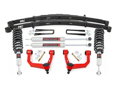 Rough Country 3.50-Inch Series II Bolt-On Suspension Lift Kit with M1 Monotube Shocks and Rear Leaf Springs; Red (05-23 4WD Tacoma)