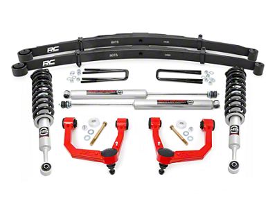 Rough Country 3.50-Inch Series II Bolt-On Suspension Lift Kit with Premium N3 Shocks and Rear Leaf Springs; Red (05-23 6-Lug Tacoma)