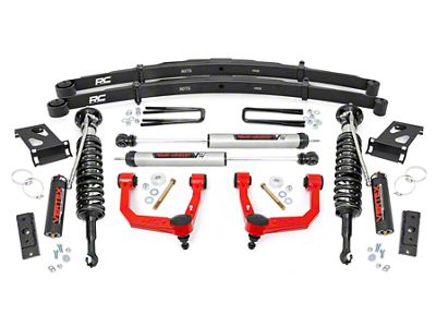 Rough Country 3.50-Inch Series II Bolt-On Suspension Lift Kit with Vertex Adjustable Coil-Overs, V2 Monotube Shocks and Rear Leaf Springs; Red (05-23 6-Lug Tacoma)