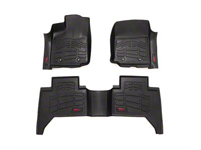 Rough Country Sure-Fit Front and Rear Floor Mats; Black (16-23 Tacoma Double Cab w/o Manual Transmission)