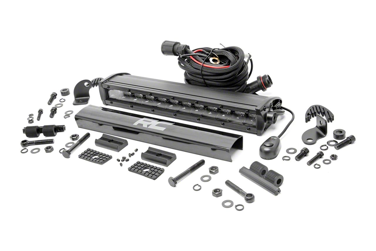 Rough Country 12-Inch Black Series Single Row LED Light Bar; Spot Beam (Universal; Some Adaptation May Be Required)