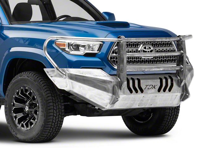 Throttle Down Kustoms Standard Front Bumper with Grille Guard; Bare Metal (16-23 Tacoma)