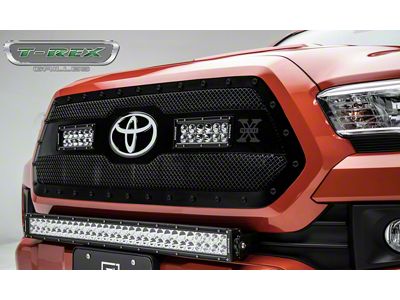 T-REX Grilles Stealth Torch Series Upper Grille Insert with 6-Inch LED Light Bars; Black (18-23 Tacoma, Excluding TRD Pro)