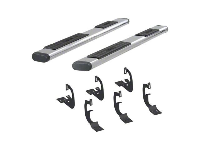 6-Inch Oval Side Step Bars; Polished Stainless (05-23 Tacoma Double Cab)
