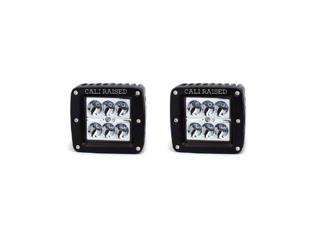 Cali Raised LED 3x2-Inch 18W Amber LED Pod Lights with Low Profile Hood Hinge Mounting Brackets (16-23 Tacoma)