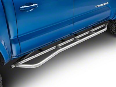 Cali Raised LED Step Edition 0 Degree Wheel-to-Wheel Bolt-On Step Rock Sliders with Kickout; Raw (05-23 Tacoma Access Cab, Double Cab)