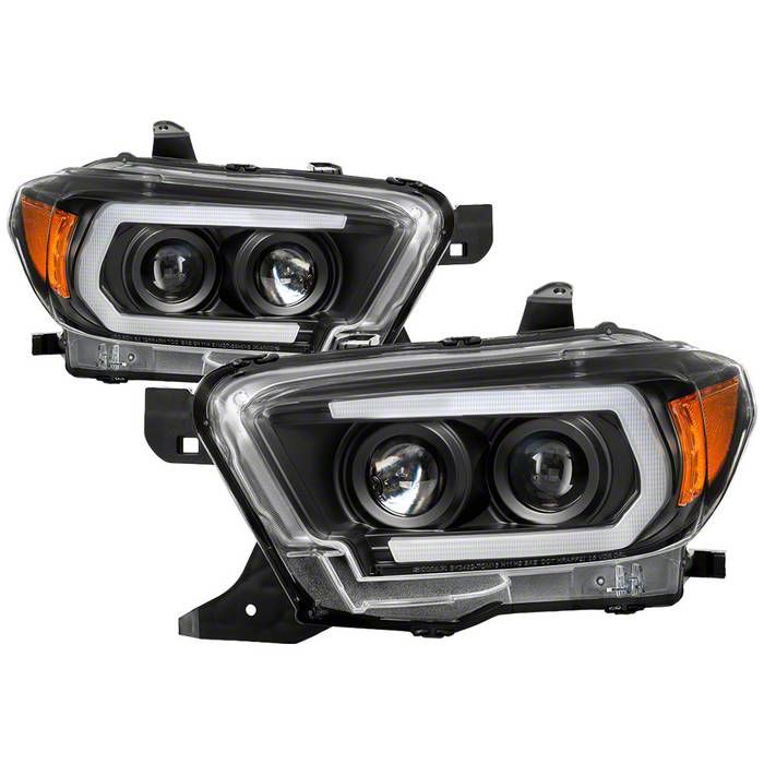 Sequential Turn Signal Projector Headlights; Black Housing; Clear Lens (16-18 Tacoma SR5)