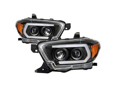 Sequential Turn Signal Projector Headlights; Black Housing; Clear Lens (16-18 Tacoma SR5)