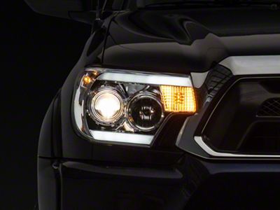 Light Bar DRL Halo Projector Headlights; Chrome Housing; Clear Lens (12-15 Tacoma)