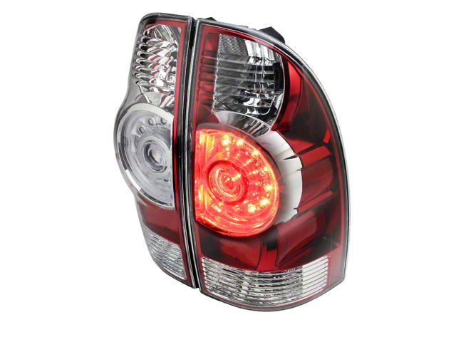 LED Tail Lights; Chrome Housing; Red/Clear Lens (05-15 Tacoma w/ Factory Halogen Tail Lights)