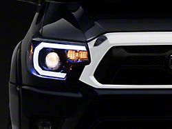 Light Bar DRL Projector Headlights; Gloss Black Housing; Smoked Lens (12-15 Tacoma)