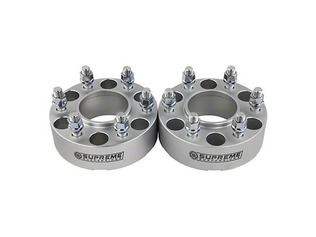 Supreme Suspensions 1.50-Inch Pro Billet Hub and Wheel Centric Wheel Spacers; Silver; Set of Two (05-22 6-Lug Tacoma)