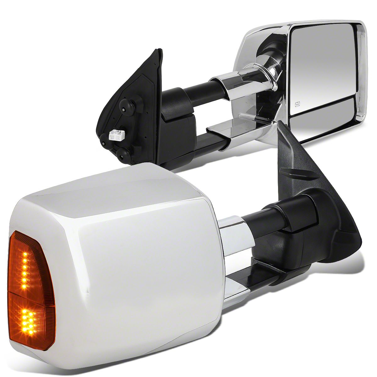 Powered Heated Towing Mirrors with Amber Turn Signals; Chrome (0515