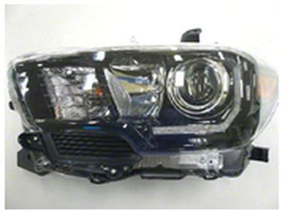 CAPA Replacement Headlight; Black Housing; Clear Lens; Driver Side (16-23 Tacoma w/ Factory Halogen Headlights)