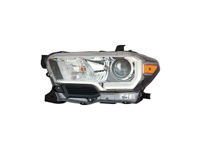 Replacement Headlight; Black Housing; Clear Lens; Driver Side (16-18 Tacoma w/ Factory Halogen Headlights)