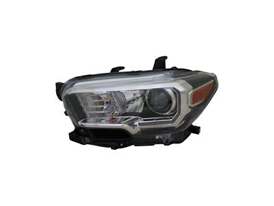 CAPA Replacement Headlight; Black Housing; Clear Lens; Driver Side (16-23 Tacoma w/ Factory Halogen Headlights)