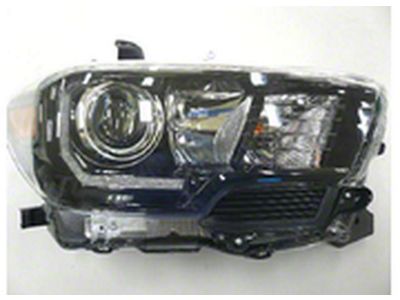 CAPA Replacement Headlight; Black Housing; Clear Lens; Passenger Side (16-23 Tacoma w/ Factory Halogen Headlights)