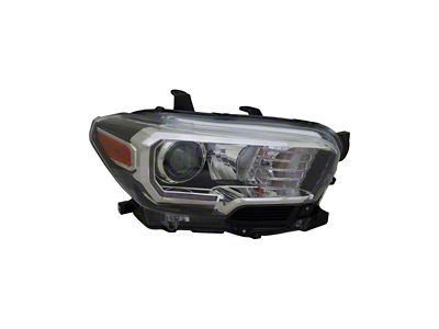 CAPA Replacement Headlight; Black Housing; Clear Lens; Passenger Side (16-23 Tacoma w/ Factory Halogen Headlights)