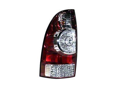 Replacement Tail Light; Chrome Housing; Red/Clear Lens; Driver Side (05-15 Tacoma w/ Factory Halogen Tail Lights)