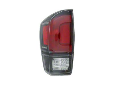 CAPA Replacement Tail Light; Black Housing; Red/Clear Lens; Driver Side (16-23 Tacoma w/ Factory LED Tail Lights)