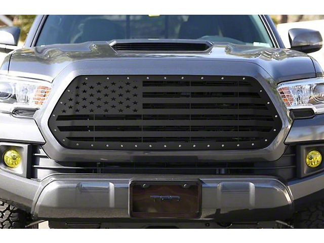 1-Piece Steel Upper Grille Overlay; American Flag (16-17 Tacoma)