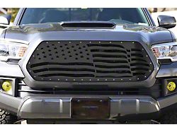 1-Piece Steel Upper Grille Overlay; American Flag Wave (16-17 Tacoma)