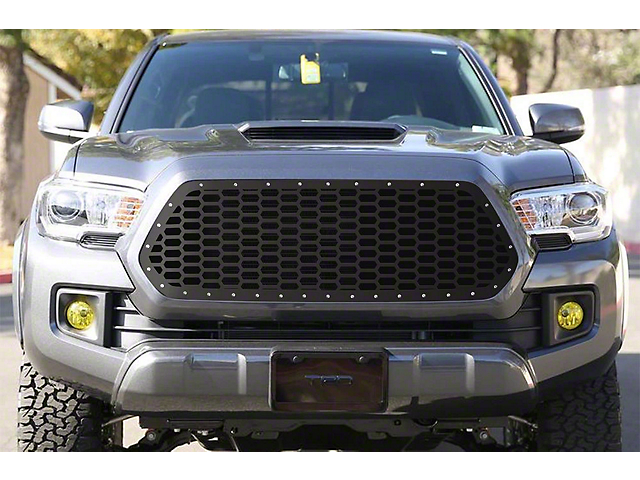 1-Piece Steel Upper Grille Overlay; Honeycomb (16-17 Tacoma)