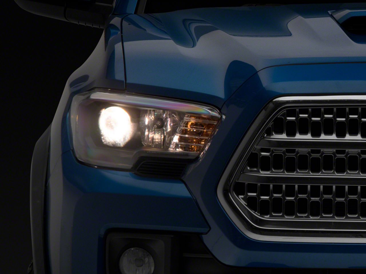 Projector Headlights; Black Housing; Clear Lens (16-23 Tacoma w/ Factory Halogen DRL)