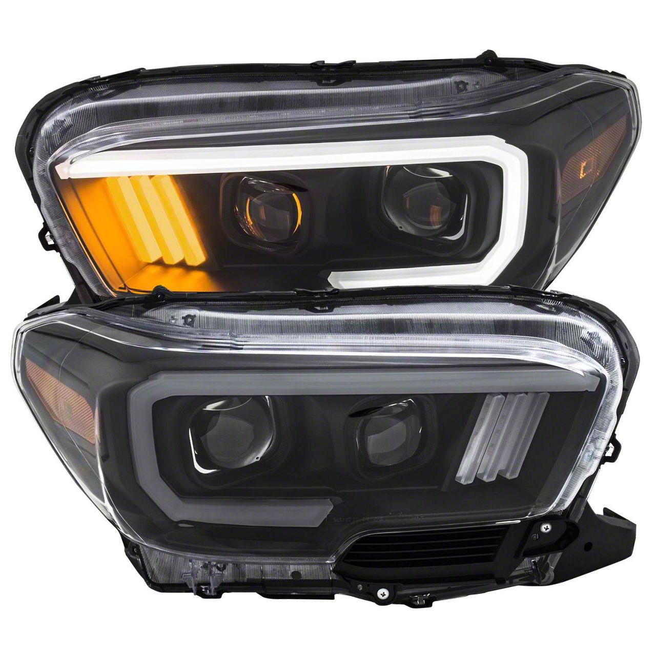 Tacoma Plank Style Projector Headlights; Black Housing; Clear Lens (16 ...