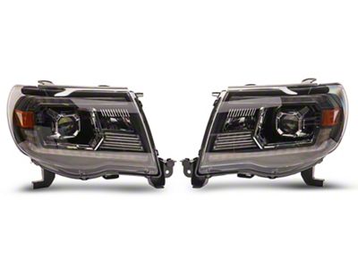 PRO-Series Projector Headlights; Black Housing; Clear Lens (05-11 Tacoma w/ Factory DRL)