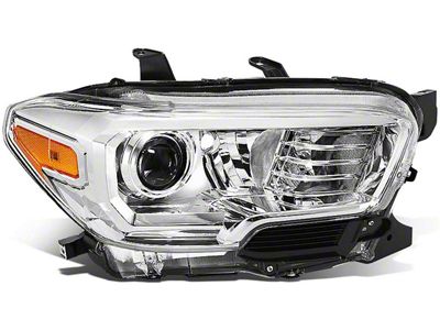 OE Style Headlight; Chrome Housing; Clear Lens; Passenger Side (16-23 Tacoma w/ Factory Halogen DRL)