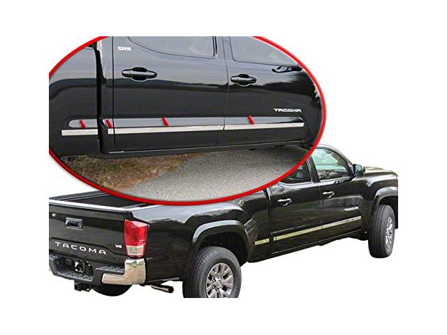 Body Molding Insert Trim Kit; Stainless Steel (16-23 Tacoma Double Cab w/ 6-Foot Bed)