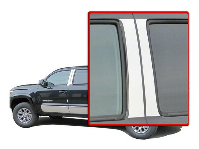 Pillar Post Trim; Stainless Steel (16-23 Tacoma Double Cab)