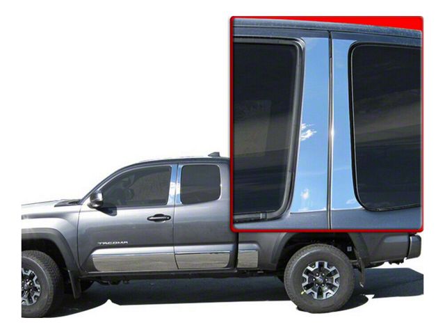 Pillar Post Trim; Stainless Steel (16-23 Tacoma Access Cab)
