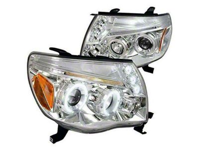 JDM Style Dual Halo Projector Headlights; Jet Black Housing; Clear Lens (05-11 Tacoma)