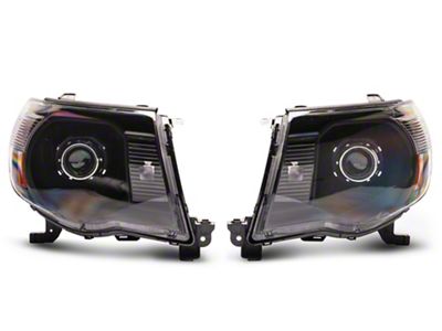 JDM Style Projector Headlights; Matte Black Housing; Clear Lens (05-11 Tacoma)