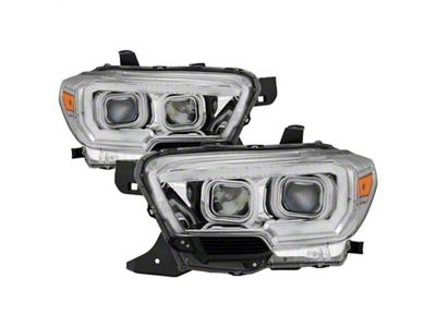 Light Bar DRL Projector Headlights; Chrome Housing; Clear Lens (16-19 Tacoma TRD)
