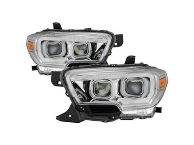 Light Bar DRL Projector Headlights; Chrome Housing; Clear Lens (16-23 Tacoma SR, SR5)