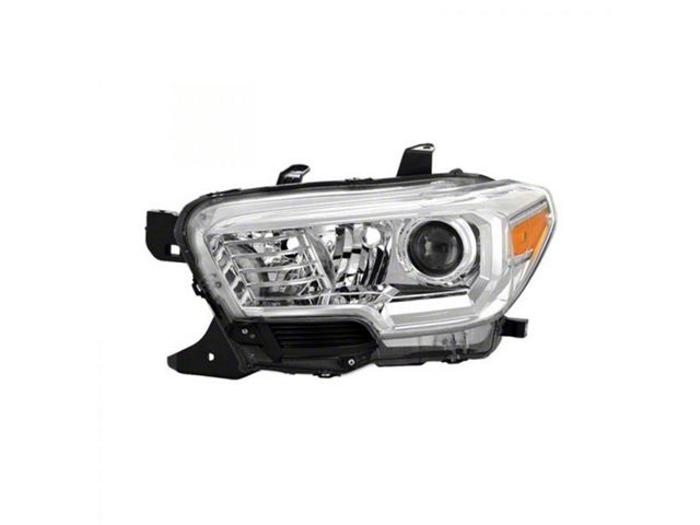 OEM Style Headlight; Chrome Housing; Clear Lens; Driver Side (16-23 Tacoma w/ Factory Halogen DRL)