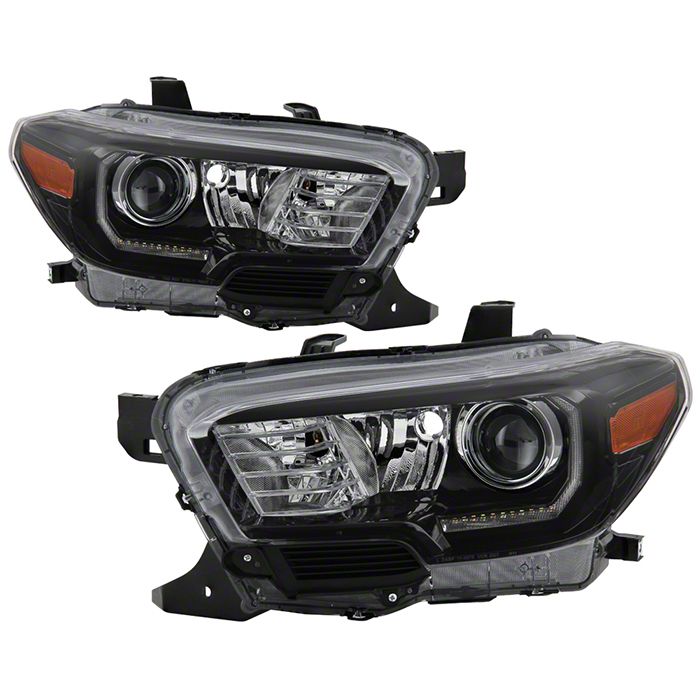 Tacoma Switchback LED DRL Projector Headlights; Black Housing; Clear ...