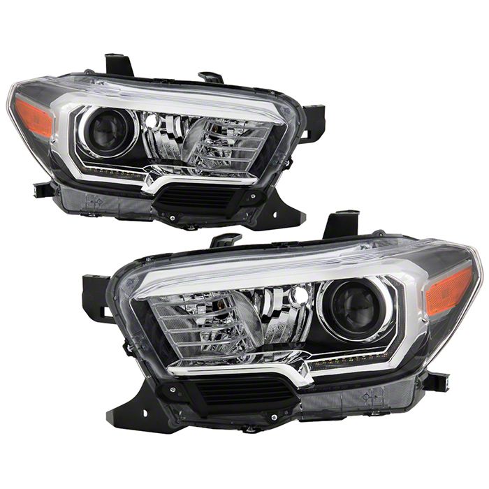 Tacoma Switchback LED DRL Projector Headlights; Chrome Housing; Clear ...