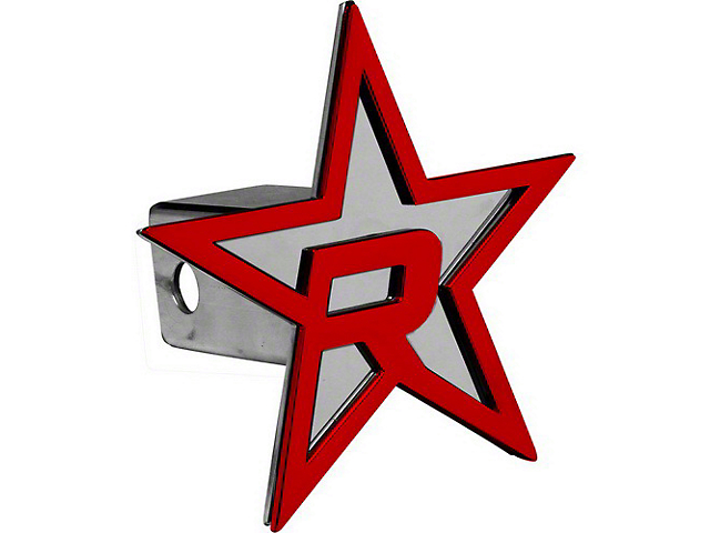 RBP Star Hitch Cover; Chrome/Red (Universal; Some Adaptation May Be Required)