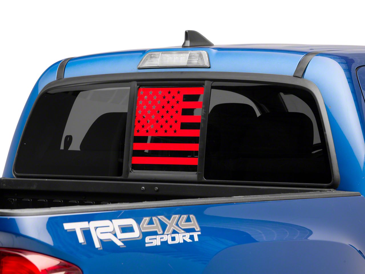 SEC10 Tacoma Middle Window American Flag Decal; Red TT9499 (05-24 ...