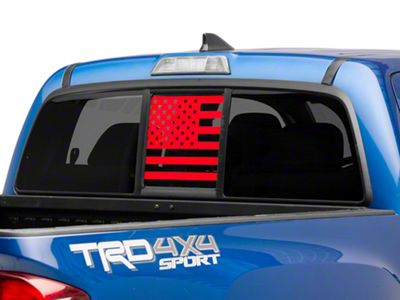 SEC10 Middle Window American Flag Decal; Red (05-24 Tacoma)