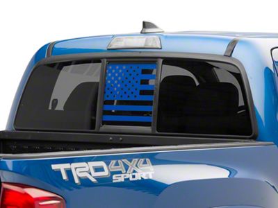 SEC10 Middle Window American Flag Decal; Blue (05-24 Tacoma)