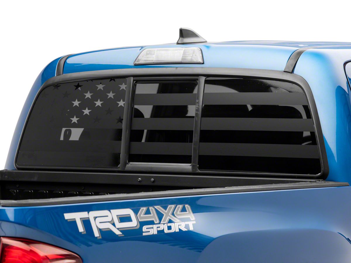 Mountain USA American Flag Decals in Matte Black for Crew Cab windows Fits 2nd Generation 2005-2015 TP10MA Toyota Tacoma 