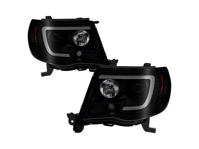 Signature Series Version 2 Light Bar DRL Projector Headlights; Black Housing; Smoked Lens (05-11 Tacoma)
